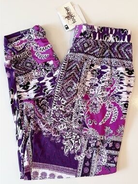 Antthony Purple Floral & Paisley Print Pull-On Leggings